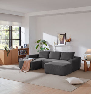 English Elm 105.7"cloud Modular U-shaped Sectional Plush Corduroy Deep Seat Sofa for Living Room W3975S00022