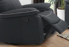 English Elm CHAIR, Black Faux Leather Recliner with Manual Recline, High-Resilience Foam Padding, Modern Silhouette B205P247362