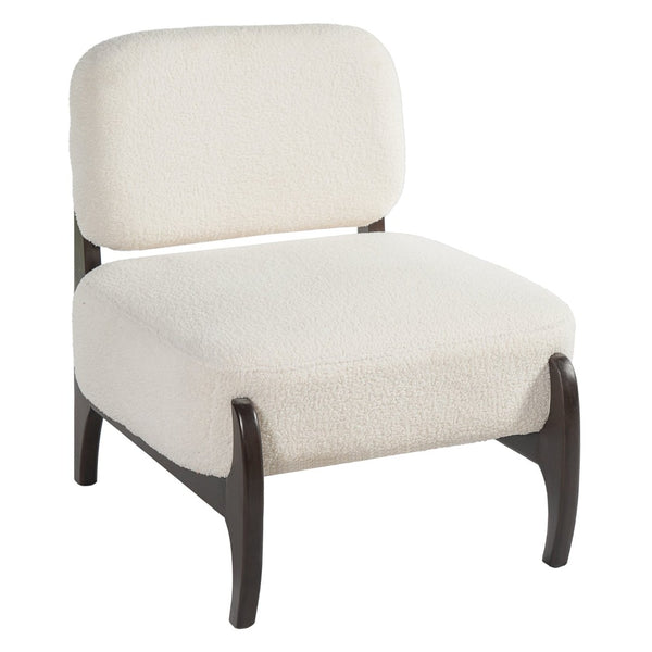 English Elm 26" Boucle Lounge Chair Solid Wood Frame Woven Texture Minimalist Seat for Any Room Beige N767P408732B