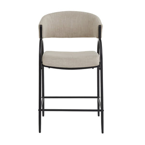 English Elm 25'' Counter Stools Set of 2 Upholstered Fabric Seats Black Metal Frame Kitchen Island N780P369956B