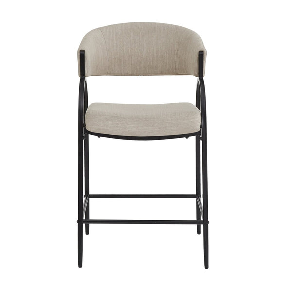 English Elm 25'' Counter Stools Set of 2 Upholstered Fabric Seats Black Metal Frame Kitchen Island N780P369956B