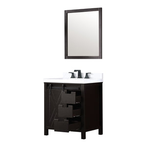 English Elm Brown Bath Vanity with Cultured Marble Top, Matte Black Faucet, Scratch-Resistant Surface, 28" Mirror Included B2731S01336