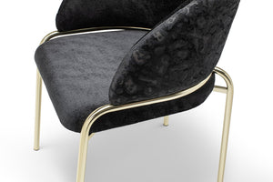 English Elm Onyx Luxe Velvet & Chenille Accent Chair with Gold Metal Frame — Plush Comfort, Durable Chic (96) Black B009P332650