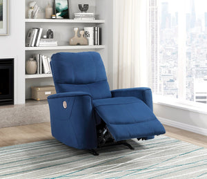 English Elm Modern Artem Power Rocker Recliner Velvet Upholstery with Gentle Rocking, Motorized Comfort and Style Navy 35.5 L x 30 W x 26.5 H B011P204080