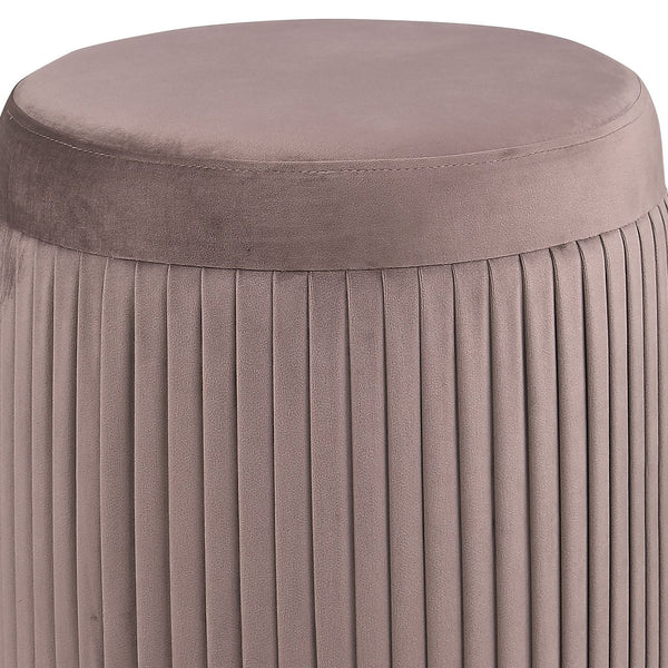 English Elm Pescadero Mauve Round Ottoman with Pleated Upholstery — 18" Drum Seat, Plush Foam Comfort, Versatile Accent Piece B062P299848