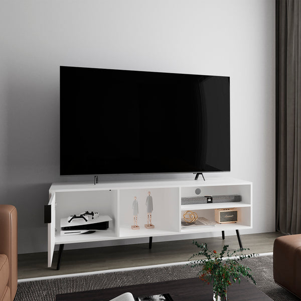 English Elm TV Engineered Wood Media Console with 3 Drawers & 3 Open Shelves, Durable Eco-Friendly Storage Solution White 68.5 L x 20.87 W x 5.12 H B097P262375