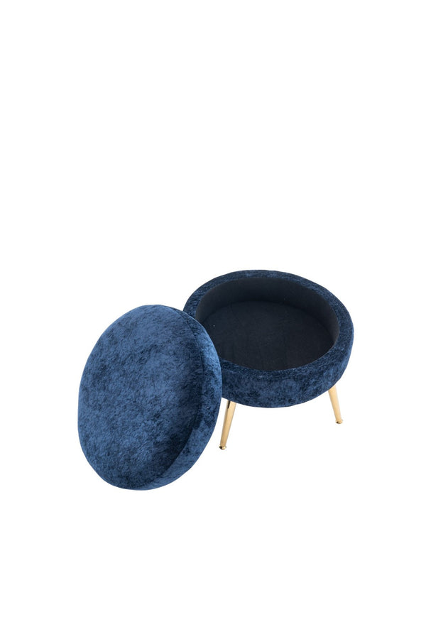 English Elm 58'' Chenille Chaise Lounge with Footstool Pocket Spring Comfort for Bedroom Living Room Blue W2363S00090