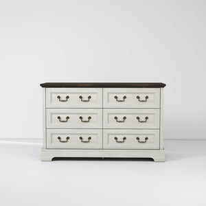 English Elm Farmhouse Six Drawer Dresser Rustic Grey Engineered Wood Chest for Bedroom or Living Room B2770P494657