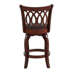 English Elm Comfortable Swivel Counter Height Chair - Dark Cherry Faux Leather, Solid Wood Frame For Stylish Seating B011P238918