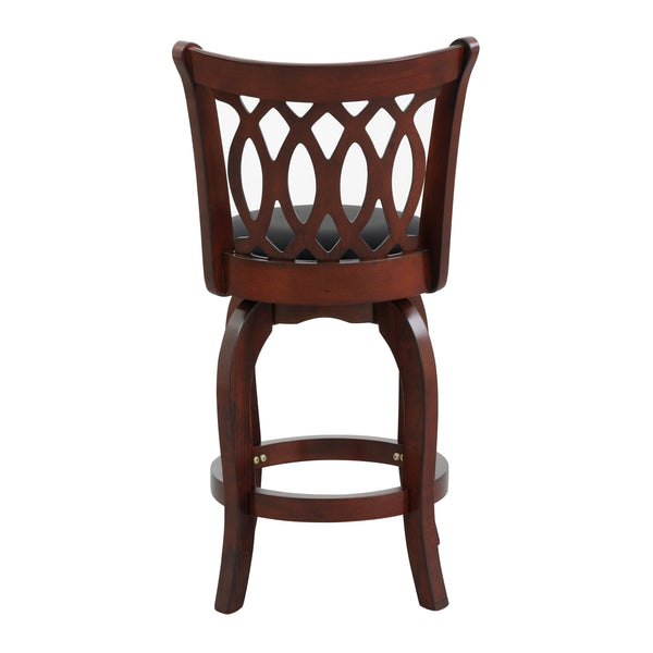 English Elm Comfortable Swivel Counter Height Chair - Dark Cherry Faux Leather, Solid Wood Frame For Stylish Seating B011P238918