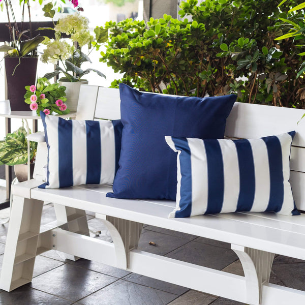 English Elm Horizon Stripe Pillow 14"X20" - Coastal-Inspired, Weather-Resistant Comfort For Indoors & Outdoors B357P367231