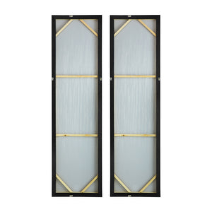 English Elm S/2 Dhalia Ombre Wall Art Set of 2 71x21" Hand-Painted Blue-to-Gray Panels with Silver Accents W2078P318306