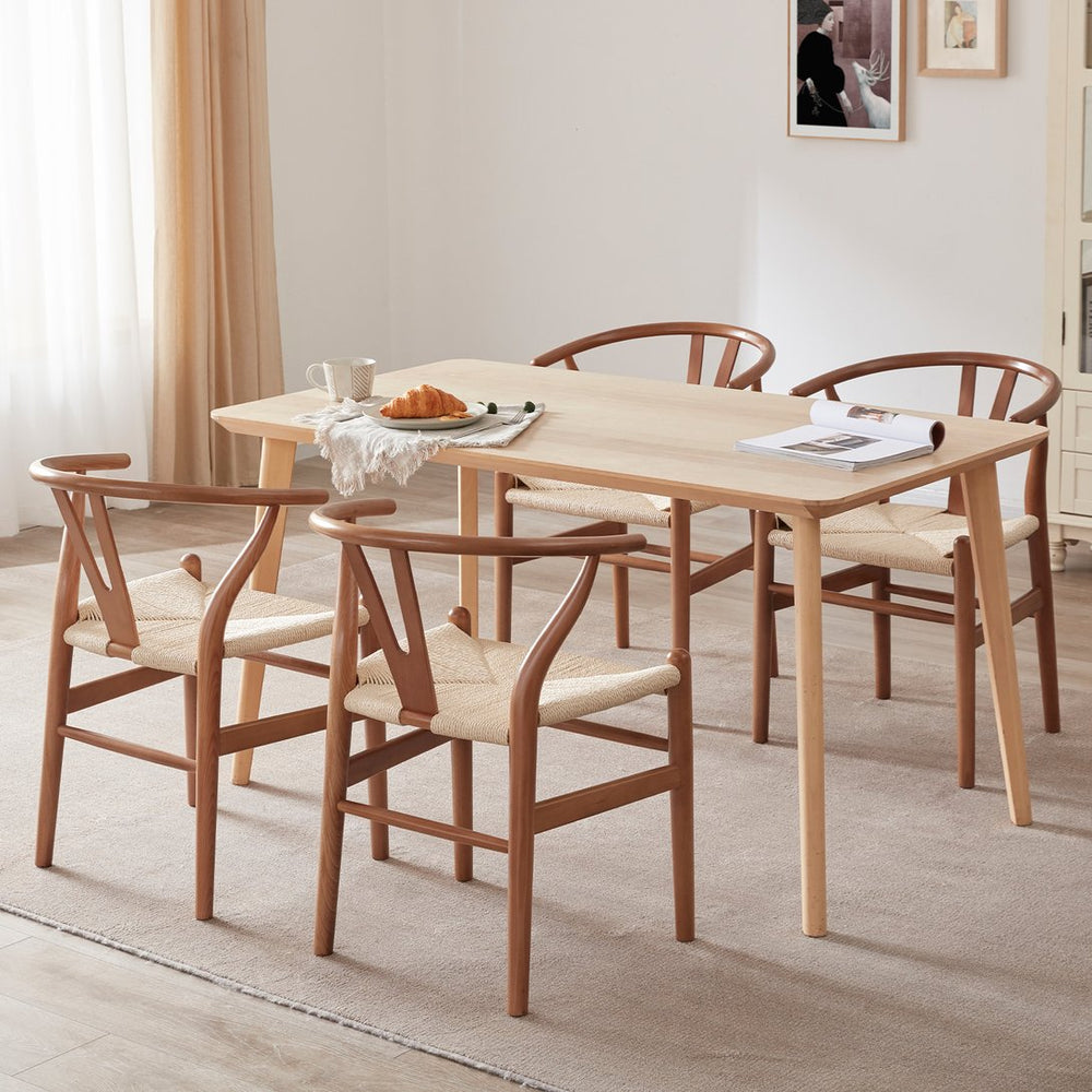 English Elm STARY Solid Wood Wishbone Dining Chair with Ergonomic Curved Back & Armrest, Eco-Friendly Comfort Walnut T3623P380998