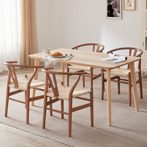 English Elm STARY Solid Wood Wishbone Dining Chair with Ergonomic Curved Back & Armrest, Eco-Friendly Comfort Walnut T3623P380998