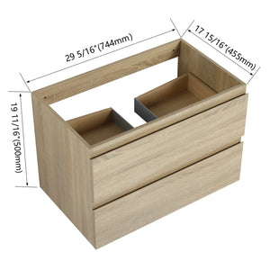English Elm 30" Wall-Mounted Bathroom Vanity Cabinet with Wood Grain Finish, Soft-Close Drawers, Durable Plywood Light Oak W999P174699