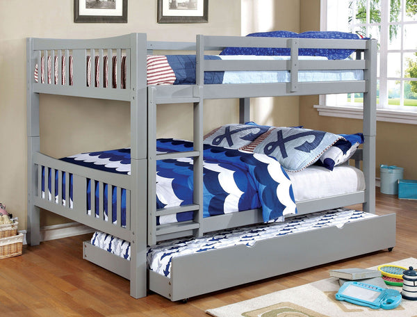 English Elm Full Over Full Bunk Bed In Gray - Stylish Space-Saving Design With Safety Features For Shared Rooms B2741S00362
