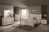 Imerland White Wash King Bedroom Set: Sleigh Bed, Dresser, Mirror, 2 Nightstands, Chest