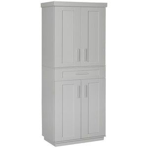 English Elm HOMCOM Tall Kitchen Pantry Cabinet 72" Grey Storage Cupboard with Adjustable Shelves, Drawer & Anti-Tip W2225S00056