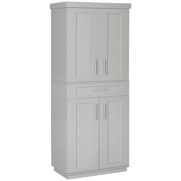 English Elm HOMCOM Tall Kitchen Pantry Cabinet 72" Grey Storage Cupboard with Adjustable Shelves, Drawer & Anti-Tip W2225S00056