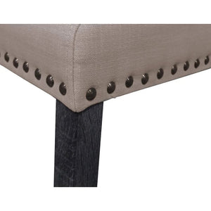 English Elm Upholstered Farmhouse Counter Chair Set of 2 with Linen Blend Fabric, Nailhead Trim and Wood Legs Natural 41 L x 14 W x 20 H B011P361873