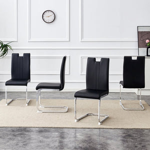 English Elm Set of 2 Gloss Pu Bow-back Dining Chairs with Ergonomic Curved Support for Modern Lofts Black W1512P491846
