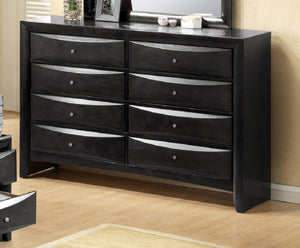 English Elm 1Pc Contemporary Nightstand with Beveled Drawers and Silver Knobs, Solid Wood Accent Table for Bedroom Storage and Style Black 60.5 L x 18 W x 43.2 H B011P216697