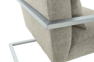 English Elm Xenith Gray Linen Accent Chair with Brushed Steel Legs — Modern Comfort, Compact 28"W x 31"D Seat B2736P354393