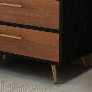 English Elm Modern Freestanding Vanity with Sintered Stone Top Ceramic Sink and Gold Steel Legs W3136S00054