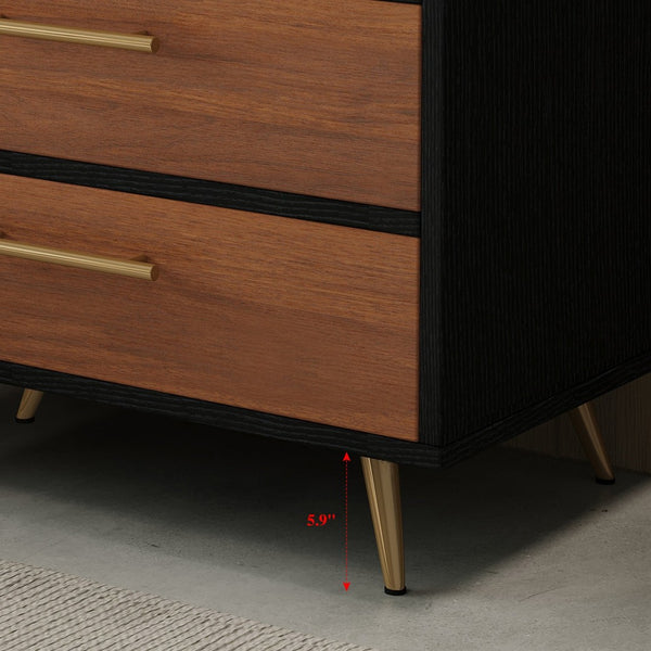 English Elm Modern Freestanding Vanity with Sintered Stone Top Ceramic Sink and Gold Steel Legs W3136S00054