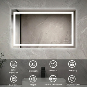 English Elm 40" Led Vanity Mirror with Front Back Halo Glow Anti-fog Dimmable Aluminum Frame W1920P493136
