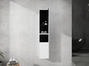 English Elm 12" Bathroom Side Cabinet - Wall-Mounted, Soft-Close Doors, Space-Saving Design For Modern Storage Solutions W999S00280