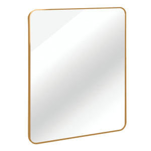 English Elm Gold 30x36 Rectangular Bathroom Mirror – Brushed Aluminum Alloy Frame, Shatterproof HD Glass, Easy Install W2203P310396