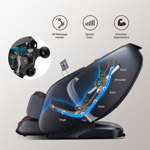 English Elm Massage Chair 4d Robotic Sl Track Zero Gravity Full Body Airbag Touchscreen Spa Recliner Black+Brown W730P343900