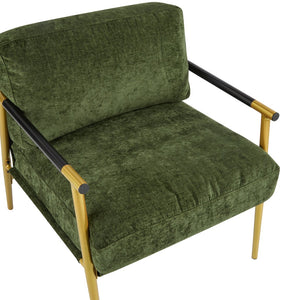 English Elm Christopher Knight Home® - 27.56" Modern Accent Chair with Plush Cushions, Sleek Metal Frame and Wooden Armrests for Cozy Rooms Gold,Green N767P215306E