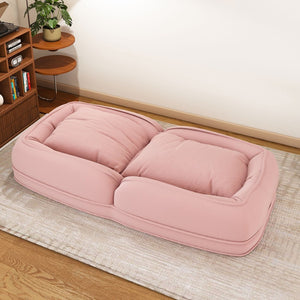 English Elm Upholstered Corduroy Floor Lounger Foldable Sofa Bed with 5 Reclining Positions Pink W2699P410741