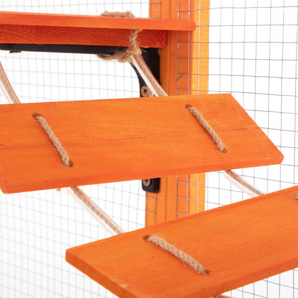 English Elm Wooden Pine Cat Enclosure with Six Platforms Two Condos Bridge and Scratching Post W2181P198547