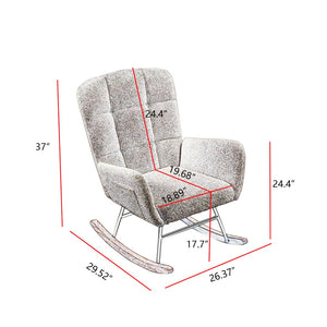 English Elm Cream Plush Teddy Fabric Rocking Armchair with High Back Support for Nursery Cream White W3985P404154