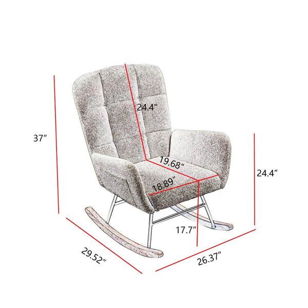English Elm Cream Plush Teddy Fabric Rocking Armchair with High Back Support for Nursery Cream White W3985P404154