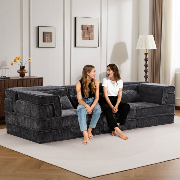 English Elm Compression Oversized Boneless Modular Sofa Bed - Versatile, No Assembly, Memory Foam Comfort In Dark Grey W3723S00021