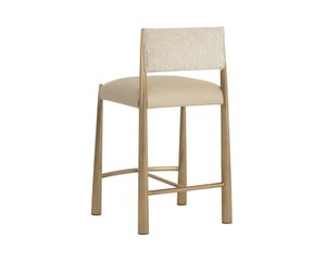 Sunpan BAYARD Counter Stool - Two-Tone Upholstery, Antique Brass Legs, Perfect for Modern Kitchens & Bars 112688