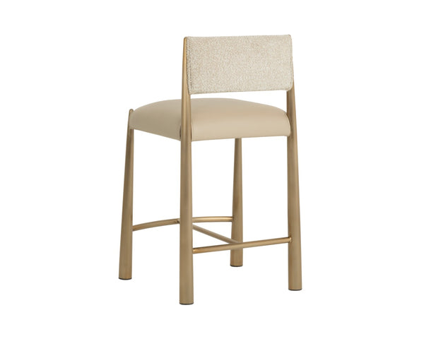 Sunpan BAYARD Counter Stool - Two-Tone Upholstery, Antique Brass Legs, Perfect for Modern Kitchens & Bars 112688