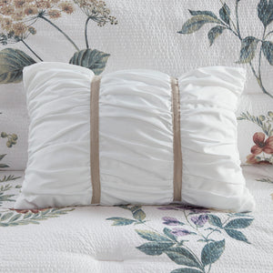 English Elm 7 Piece Seersucker Comforter Set With Throw Blanket In Taupe & Blush - Cozy Cottage Chic Style B035P266669