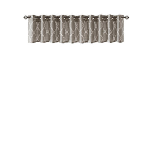 JLA Home Madison Park - Fretwork Metallic Fretwork Print Valance with Grommet Top — Textured Cotton-Blend Light Filter Grey/White MP41-2020
