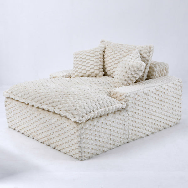 English Elm 51 Compact Comfort Sofa with Turtle Fleece, Sponge Support, Two Pillows, 400lb Capacity for Small Spaces White W3371P326404