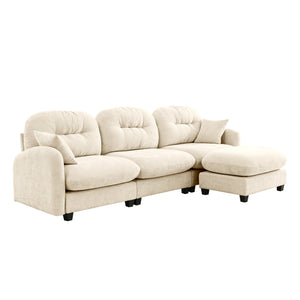 English Elm Modular L-Shaped Sectional Couch With Ottoman - Premium Chenille, Ergonomic Comfort, Easy Setup W714S01368