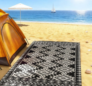 English Elm Outdoor Reversible Polypropylene Rug with Graphic Rhombus Pattern for Patio Camping T3971P421506