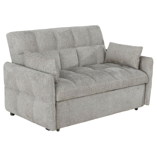 English Elm Alvara Light Grey Tufted Sleeper Sofa Bed with 1" Memory Foam Topper, Compact Chic Pull-Out Couch Guest Bed B062P357829