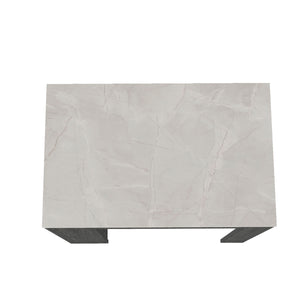 English Elm Harlan Counter Height Kitchen Island with 23.2"x36.2" Top, 3-Side Shelves, Smokey Oak Ibiza Marble Finish B128P176122