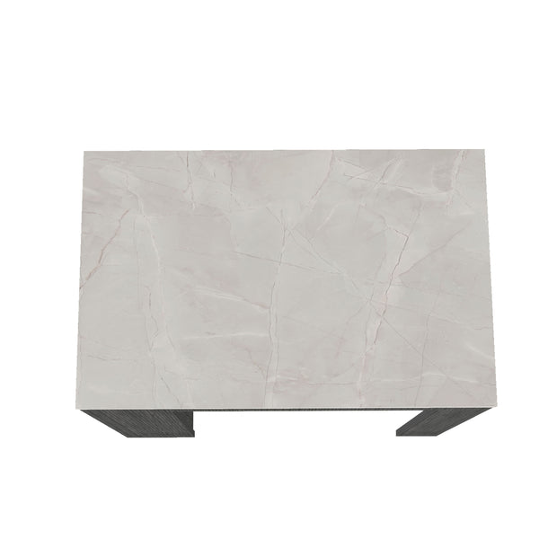 English Elm Harlan Counter Height Kitchen Island with 23.2"x36.2" Top, 3-Side Shelves, Smokey Oak Ibiza Marble Finish B128P176122