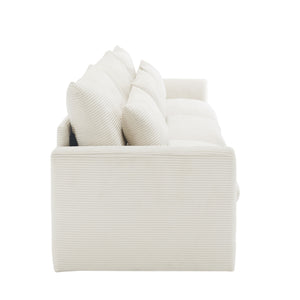 English Elm Beige Corduroy Sofa - Modular Deep Seat Couch For Modern Living Rooms, Apartments & Offices W714S00637